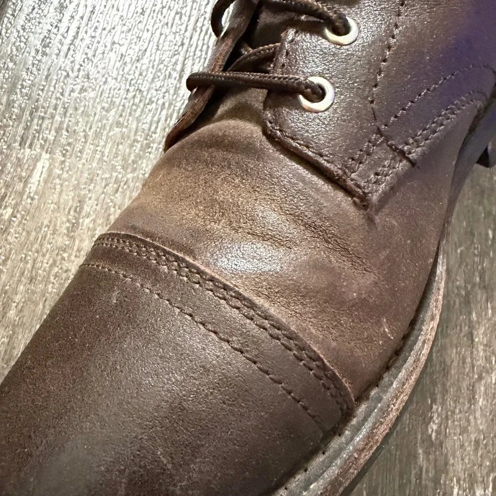 Thursday Boot Co Captain Boot Men Size 8 Dark Brown Leather Lace Up Cap Toe